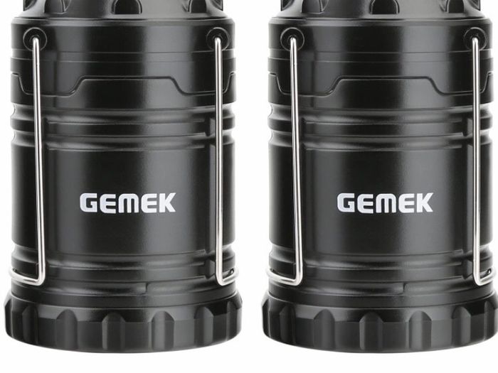 2 Pack LED Camping Lantern, Survival Kit for Emergency, Storm, Outages, Outdoor Portable Lantern, 6 AA Batteries Included (Black, Collapsible)