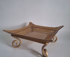 1970s Amber Waffle Glass Tray