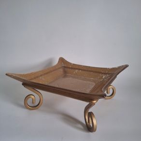 1970s Amber Waffle Glass Tray