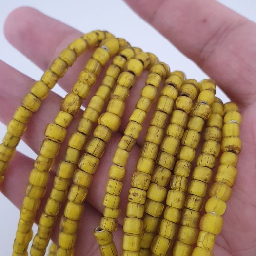 Antique Venetian Yellow Trade 3-5mm Beads Necklace Strands
