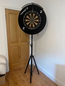 Dart board adjustable stand and light