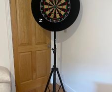 Dart board adjustable stand and light