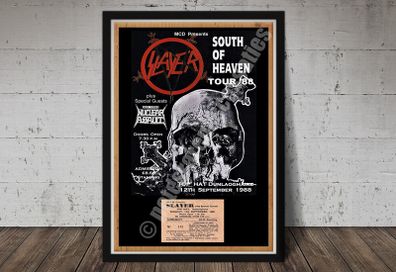Slayer Vintage Concert Poster + Ticket Top Hat Dun Laoghaire 1988 Reproduction Print