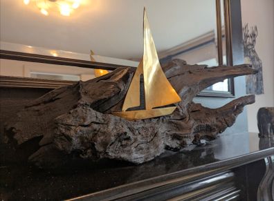 Galway Hooker Bog Oak Sculpture