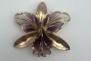 Vintage Purple Orchid Brooch - Circa 1950s Pin Badge
