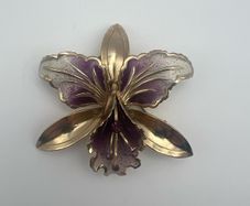Vintage Purple Orchid Brooch - Circa 1950s Pin Badge