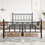 Double Metal Bed Frame 135 x 190 cm with Headboard and Footboard Heavy Duty Foundation,Metal Slat Support, Black Image 5
