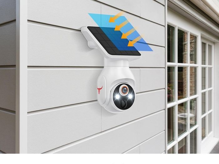 Solar-Powered Outdoor Security Camera, 1080p WiFi, 2-Way Audio, Night Vision, App Control, Weather Resistant, IP65, Cloud Storage, Human Detection, 2.4GHz Only, Pan Tilt Control