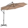 Cantilever Umbrella with LED Lights and Steel Pole 300 cm Taupe Image 4