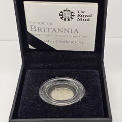 Royal Mint 2010 Silver Proof 1/10th of Ounce Britannia Coin in Original Holder with COA