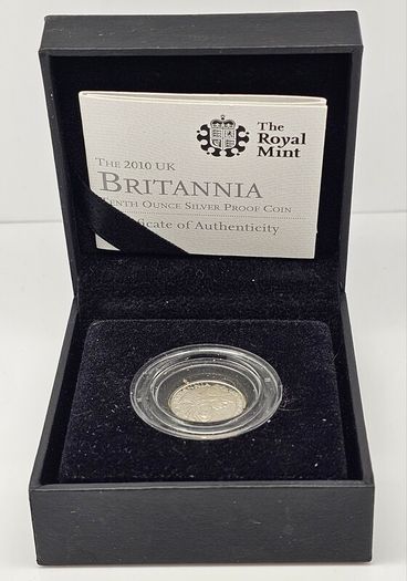 Royal Mint 2010 Silver Proof 1/10th of Ounce Britannia Coin in Original Holder with COA
