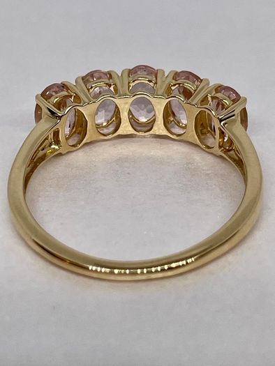 Yellow Gold Pink Morganite 5 Stone Ring
