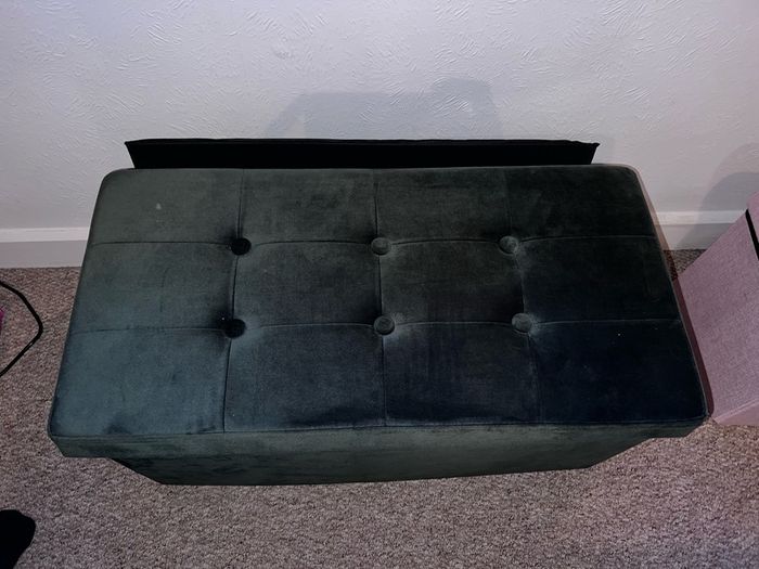Velvet Ottoman With Storage And Lid