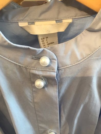 Pretty Blue Shirt with Pearl Effect Buttons size 8