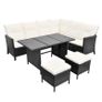 4 Piece Garden Lounge Set with Cushions Poly Rattan Black Image 2