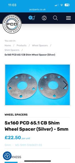 PCD Wheel Spacers 5x160 Ford Transit