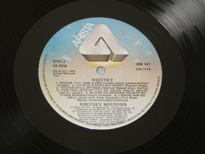 Whitney Houston Whitney Irish Pressing 1987 Lp