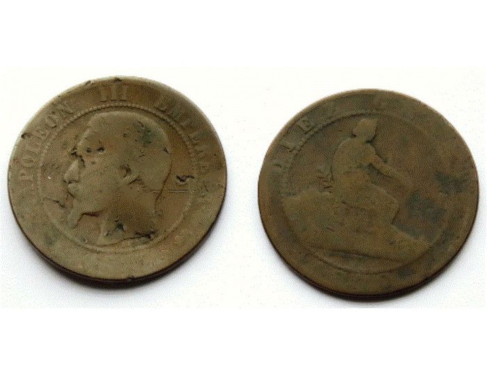Antique France Spain Coins - 19th Century