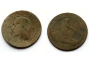 Antique France Spain Coins - 19th Century