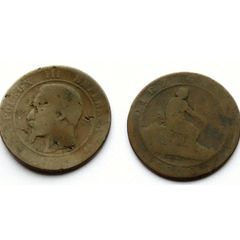 Antique France Spain Coins - 19th Century