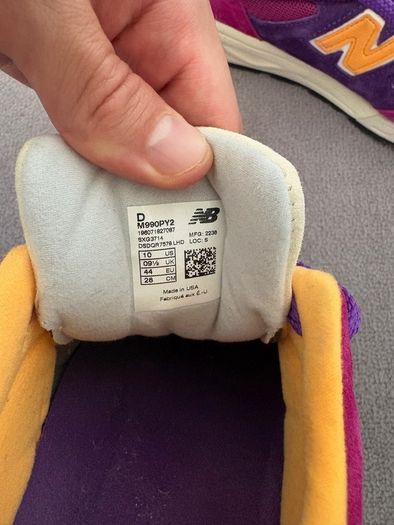 Rare Genuine New Balance 'Lakers' M990PY2 Mens Shoes EU 45
