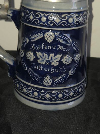 Vintage West German Lidded Beer Stein Kopfenumab Gotterhalt's with Handle
