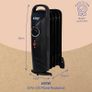 650W Oil Filled Radiator, 5 Fin Portable Electric Heater - Black, Adjustable Thermostat, Safety Cut-Off, 10 m sq Room Size Image 2