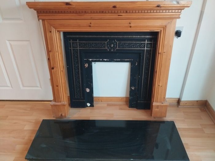 fireplace and granite base