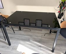 Black glass and metal dining table - 120cm x 80cm