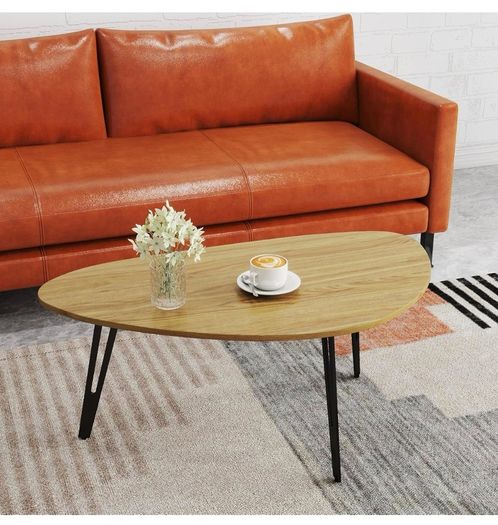 Modern Oval Coffee Table Oak Simple Center Table  Scandinavian