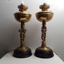 Pair of Victorian brass oil lamps converted to electrics Image 6