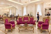 Old three piece salon set that has been recovered and the gilt gold has been redone