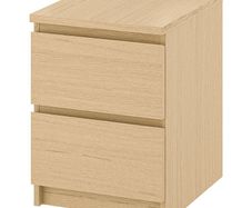 Chest of 2 drawers, bedside unit white stained oak veneer.