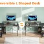 L Shaped Gaming Desk with LED Lights, 120 x 80 cm Computer Desk with Power Outlet Image 4