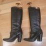 Black Leather High Heeled Knee High Boots by Modern Vintage Size EU 40 US 10 UK 7 Image 3
