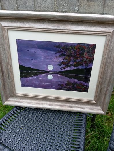 Acrylic moon scene