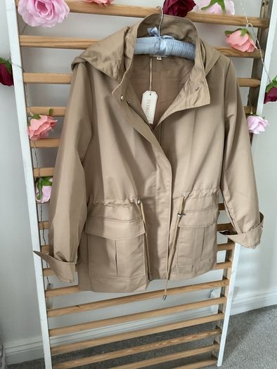jacket Bnwt tan detachable hooded spring jacket Escandelle medium
