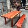 Rare Handcrafted Sequoia (Californian Redwood) 8-Seater Dining Table & Bench Image 8