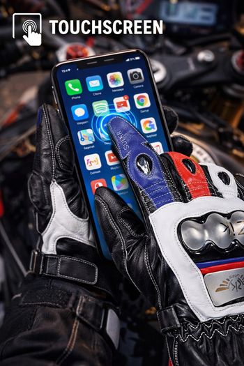 Premium Touchscreen Motorcycle Riding Leather Gloves
