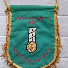 Soccer Fans Wayside Celtic A.f.c Golden Ball Kilternan  This Is A Large Vintage Wayside Soccer Football Embroidered Pennant