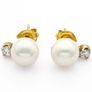 925 Silver Faux Pearl Cubic Zirconia Stud Earrings Image 2