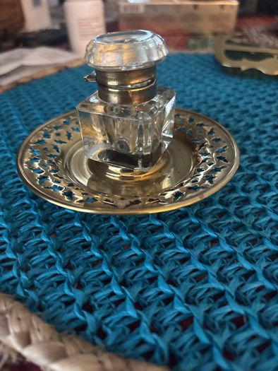 antique inkwell and tray