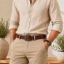 Luxury Handcrafted Genuine Leather Belt Vintage Floral Embossed Brown Leather Casual & Western Style Belt Image 6
