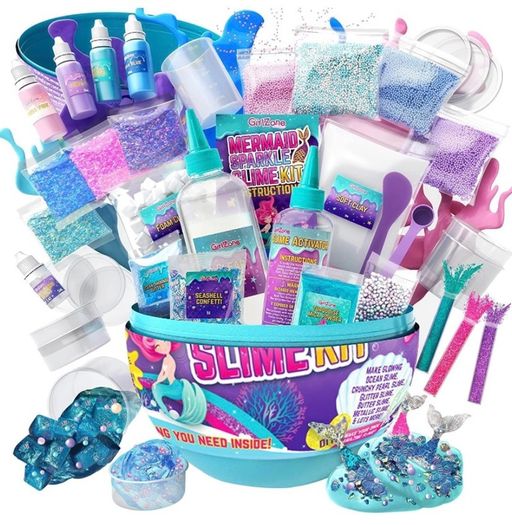 Egg Mermaid Sparkle Slime Making Kit for Girls, Measures 9.5 Inches High, 22 Pieces to Make DIY Shimmer Slime with Lots of Glitter Slime Add In's, Great Gifts for 9 Year Old Girls (FREE POSTAGE)