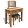 Dressing Table with Stool Solid Oak Wood Image 5