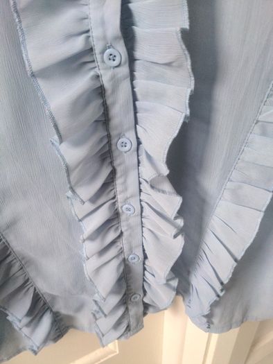 Boohoo blue ruffled cropped blouse
