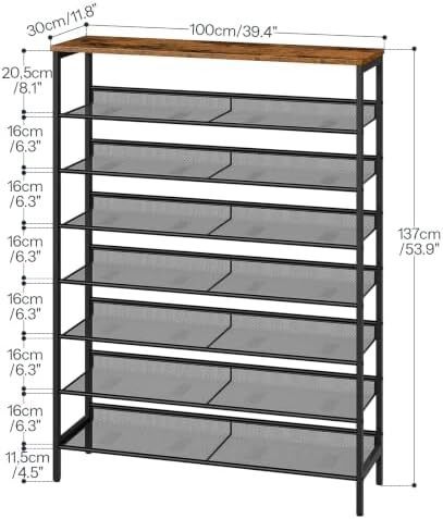 Vintage Shoe Rack 28-35 Pairs Brown