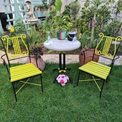Bistro set Forged Garden Chairs  Cast iron table very heavy furniture patio decking steel home house  cottage benchs gift present new sea shels furniture pots statue  table and chairs seat