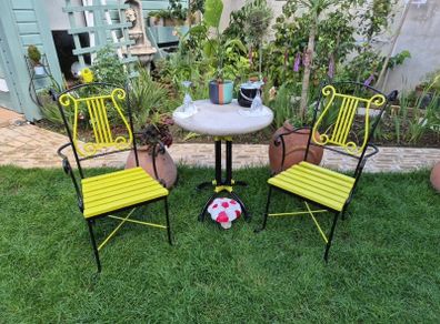 Bistro set Forged Garden Chairs  Cast iron table very heavy furniture patio decking steel home house  cottage benchs gift present new sea shels furniture pots statue  table and chairs seat