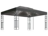 Gazebo with Double Roof and String Lights 3x4m Anthracite
